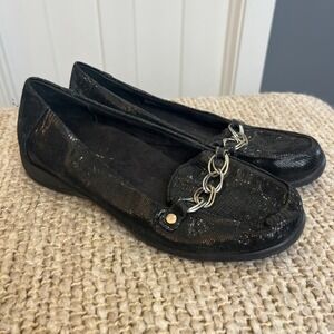 VIONIC ALDA Black Orthaheel Technology Chain Slip On Loafers - Womens Sz US 11